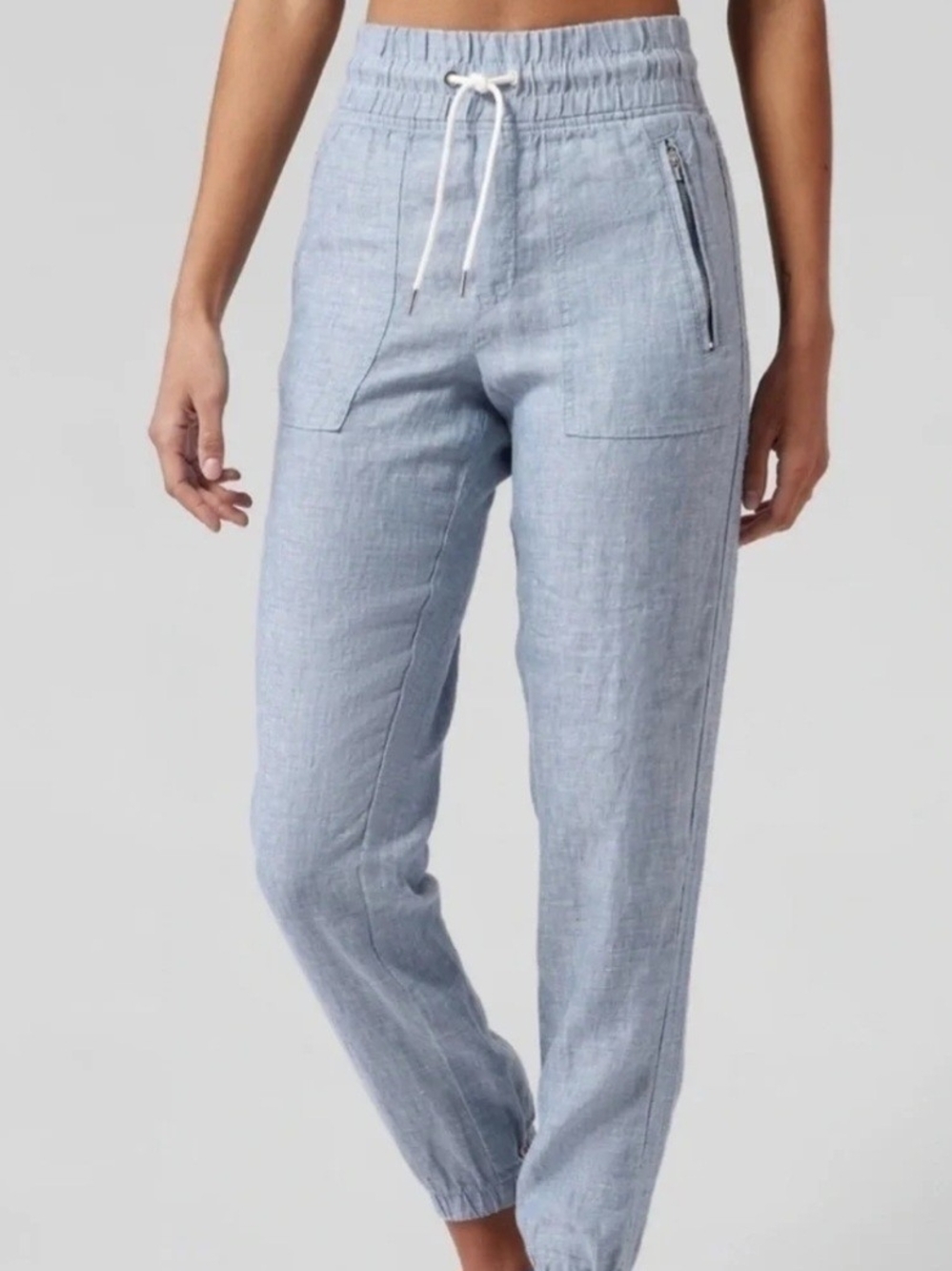 Athleta Cabo Light Blue Linen-Blend Jogger Pants Size 6
